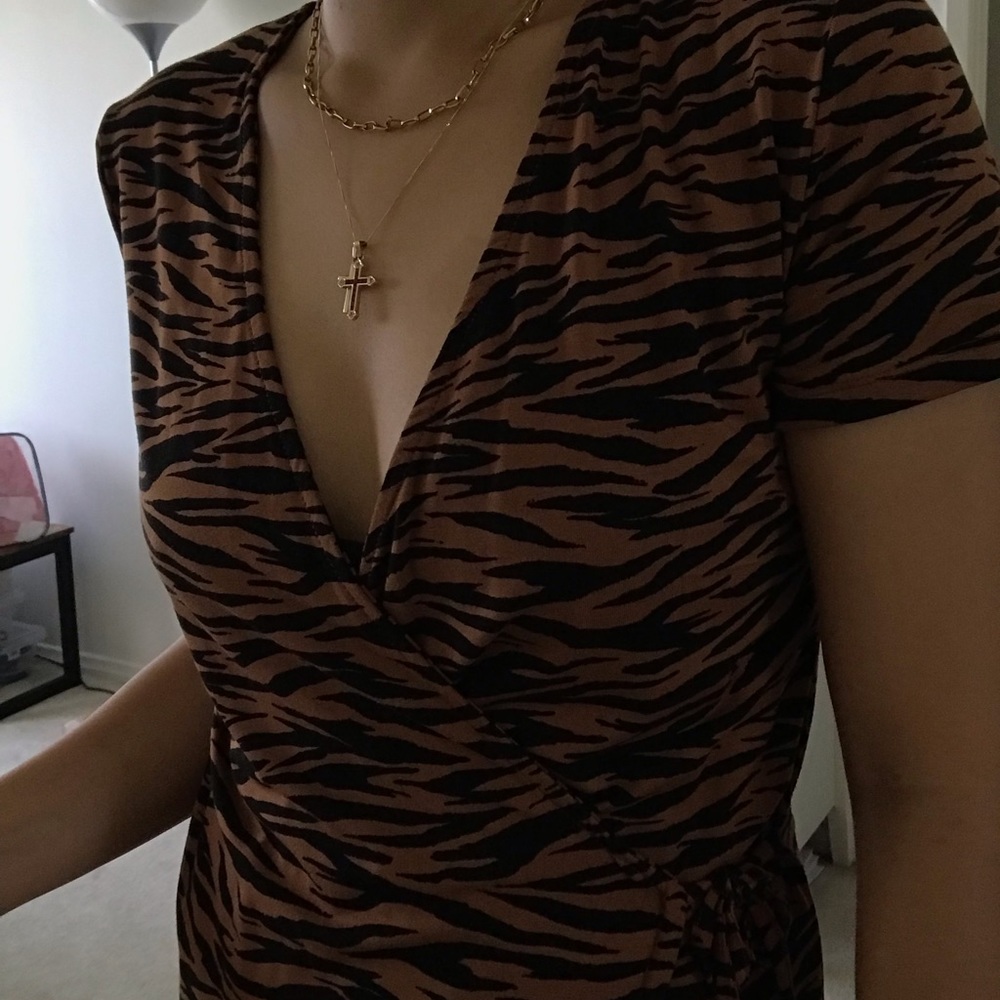 COTTON JERSEY ZEBRA PRINT ADJUSTABLE WRAP DRESS